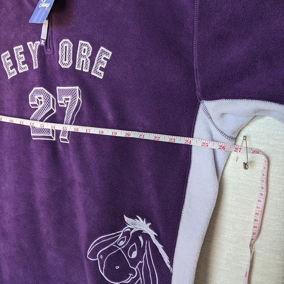 Disney VINTAGE Eeyore  Winnie The Pooh Purple 1/4 Zip Fleece Pullover Pocket NWT - Picture 13 of 15